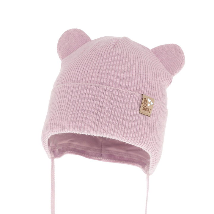Bonnet automne/printemps fille, lilas, avec liens, Noemi