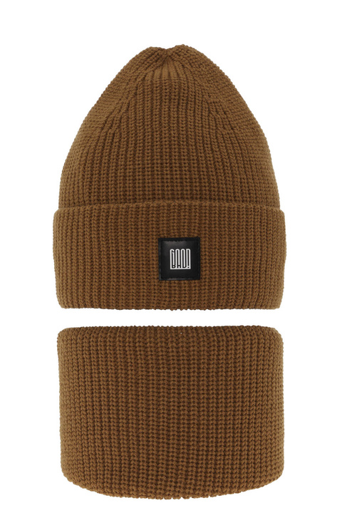 Ensemble d'hiver garçon: bonnet et snood, camel, Amadeo