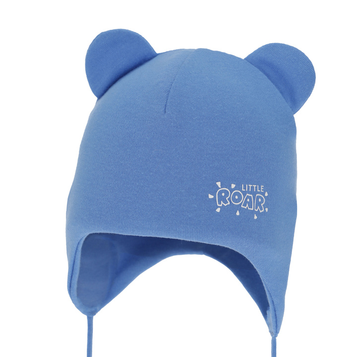 Bonnet automne/printemps garçon, bleu, en coton, avec liens, Alrik