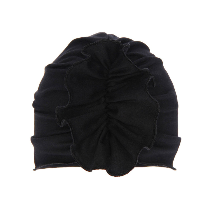 Bonnet automne/printemps fille, noir, en coton, avec fronces, Werka