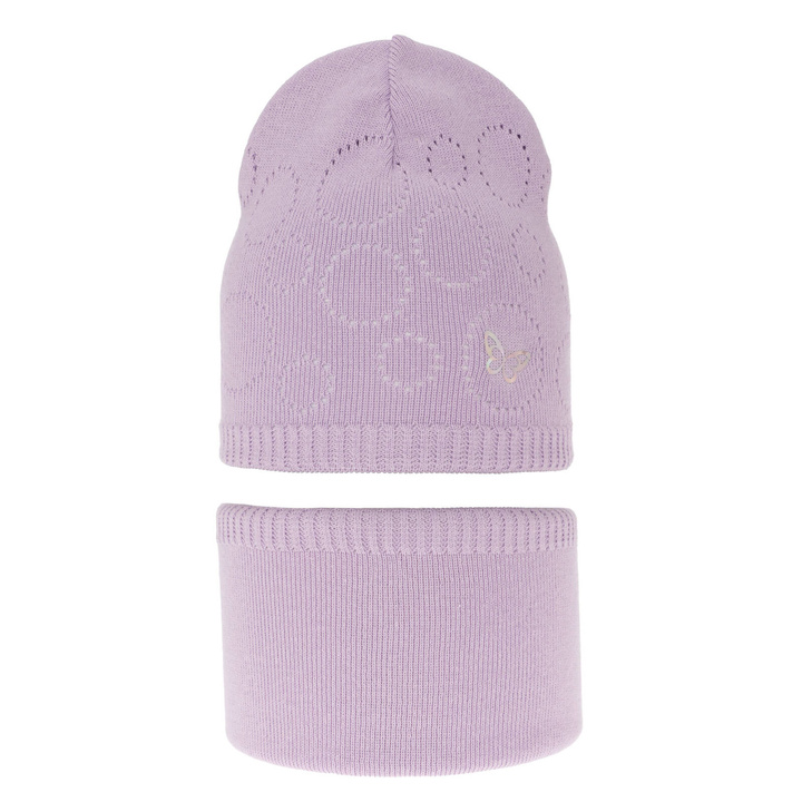 Ensemble automne/printemps fille: bonnet et snood, avec coton, violet, Amarilla