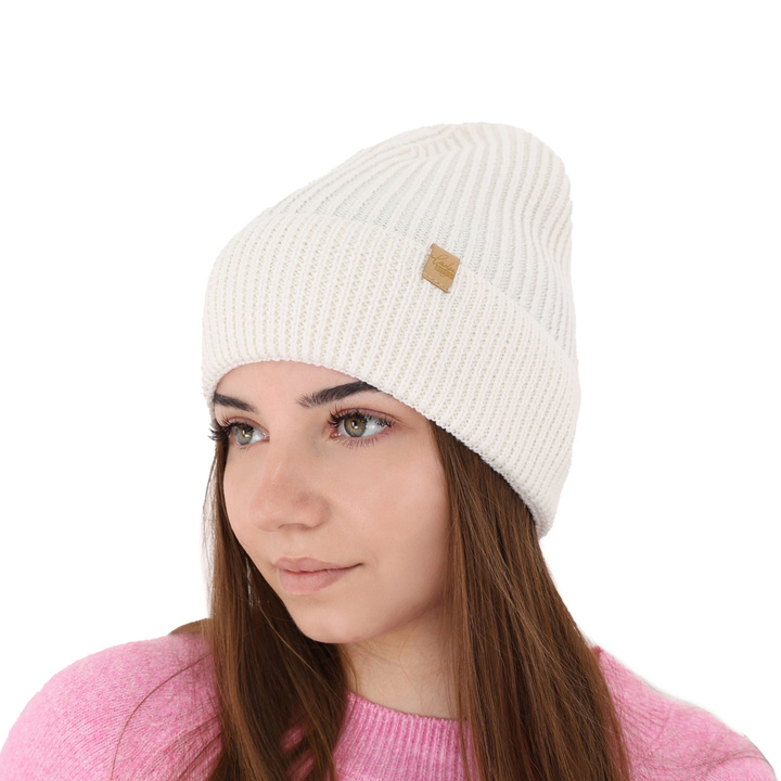Bonnet d'hiver femme, blanc, avec laine mérinos, Isla