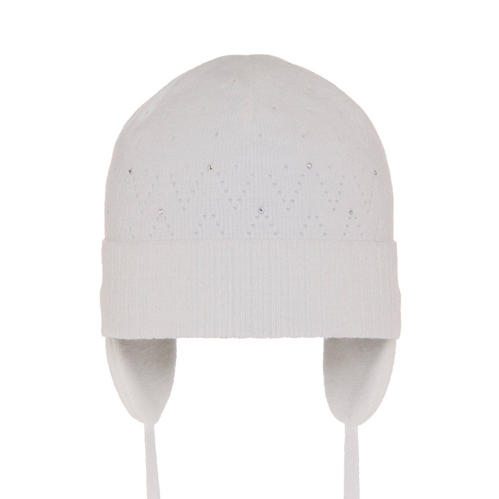 Bonnet automne/printemps fille, blanc, avec liens, Apka