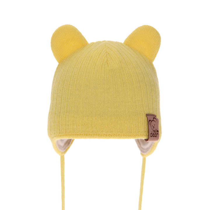 Bonnet automne/printemps fille, jaune, avec liens, Pigi