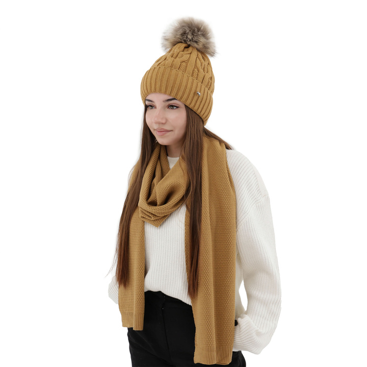 Écharpe d'hiver femme, camel, Agora