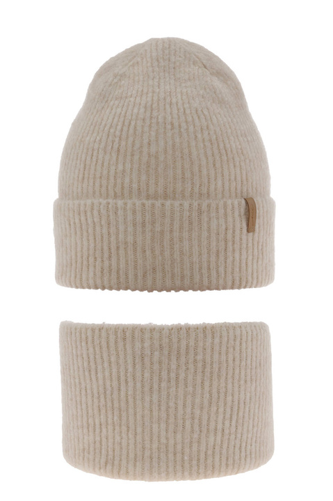 Ensemble d'hiver fille: bonnet et snood, beige, Edila