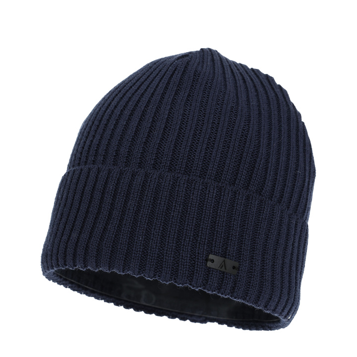 Bonnet d'hiver pour homme, bleu marine, avec laine mérinos, Jeffrey