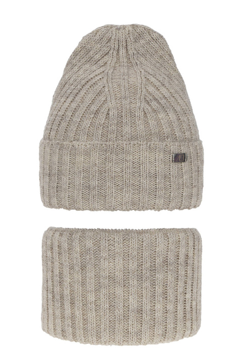 Ensemble d'hiver fille: bonnet et snood, beige, Valentine