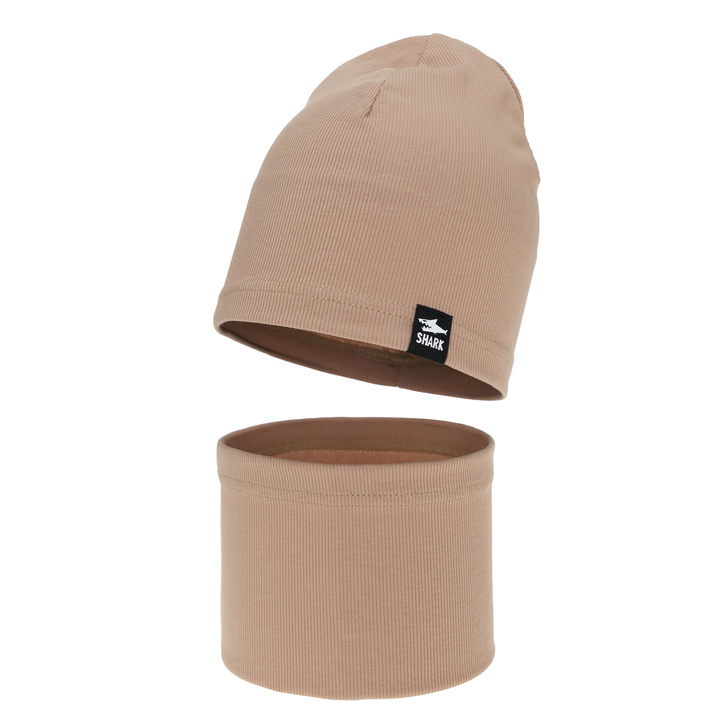 Ensemble automne/printemps garçon: bonnet et snood, beige, Rumel