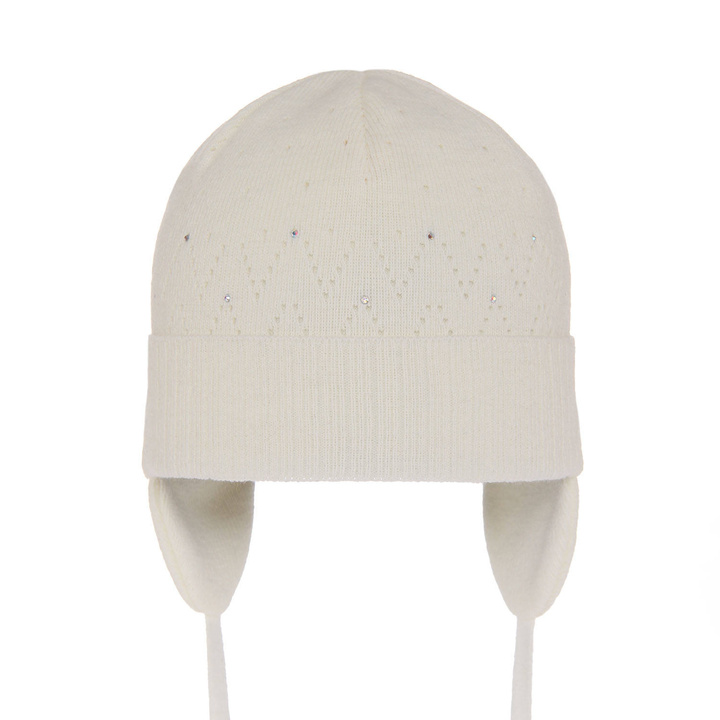 Bonnet automne/printemps fille, crème, avec liens, Apka