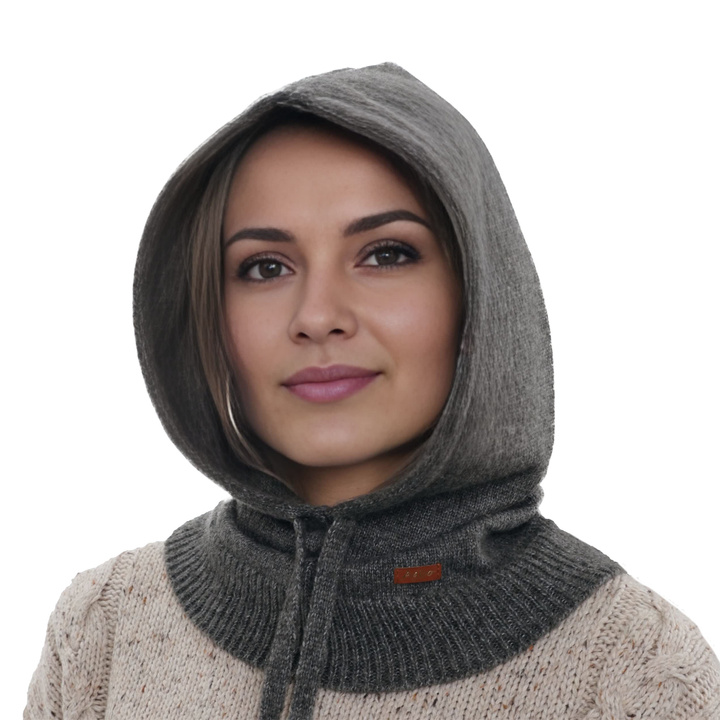 Cagoule d'hiver femme, grise, avec laine, Elizabeth