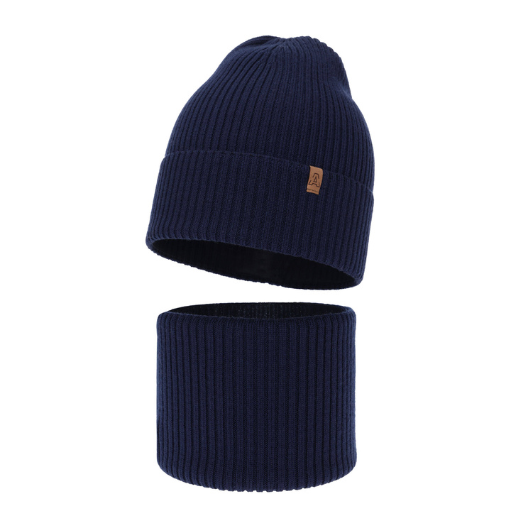 Ensemble automne/printemps garçon: bonnet et snood, 100% Laine Mérinos, Lemas