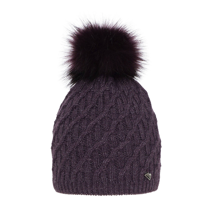 Bonnet d'hiver femme, violet, avec pompon, Kaskada