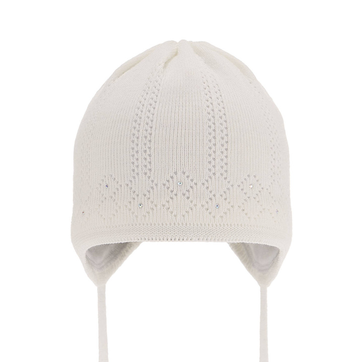 Bonnet automne/printemps fille, blanc, avec liens, Antila
