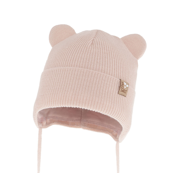 Bonnet automne/printemps fille, beige, avec liens, Noemi