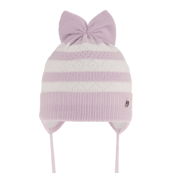 Bonnet automne/printemps fille, lilas, avec liens, Leda