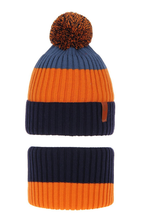 Ensemble d'hiver garçon: bonnet et snood, bleu marine, Karson
