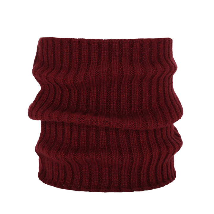 Snood d'hiver femme, bordeau, avec laine mérinos, Besta