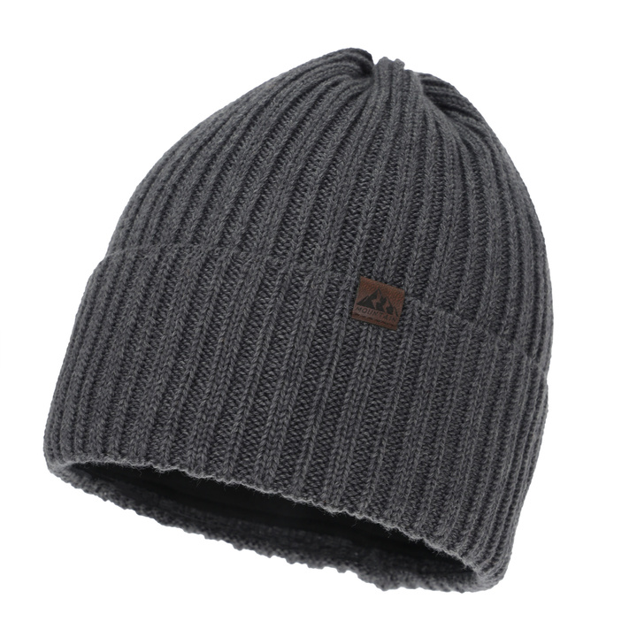Bonnet d'hiver homme, gris, avec laine mérinos, Huno