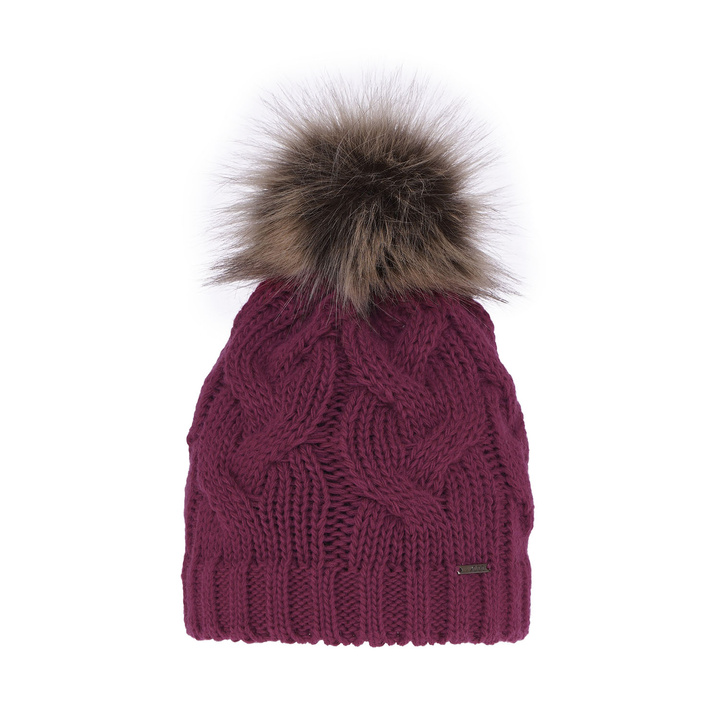 Bonnet d'hiver femme, rose, avec pompon, Terri