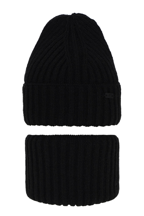 Ensemble d'hiver garçon: bonnet et snood, noir, Zeno