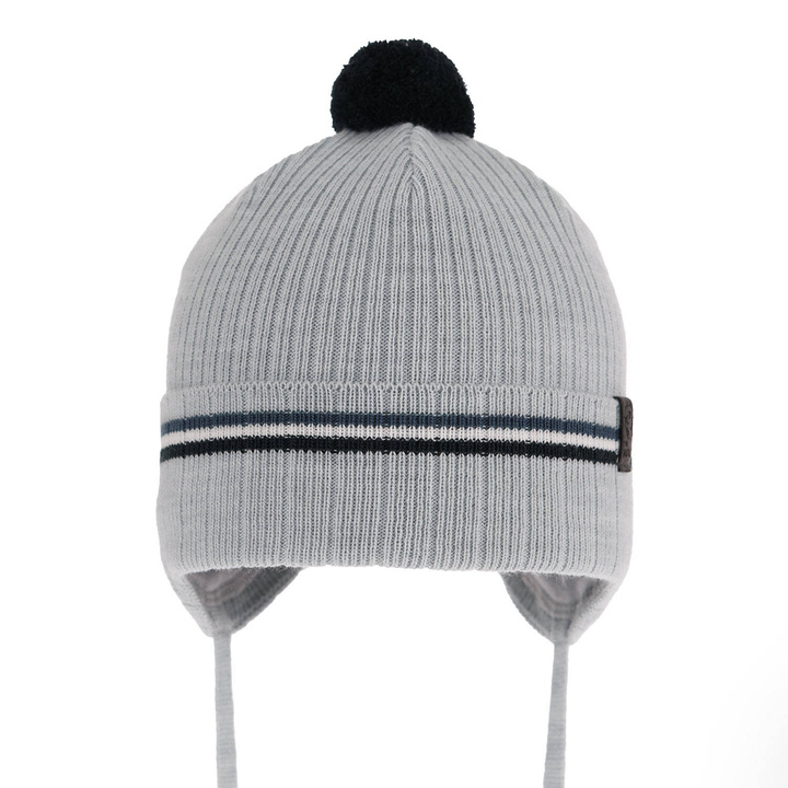 Bonnet automne/printemps garçon, bleu, avec pompon, lié, Vesper