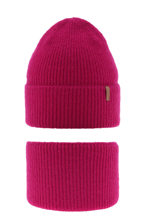 Ensemble d'hiver fille: bonnet et snood, rose, Edila