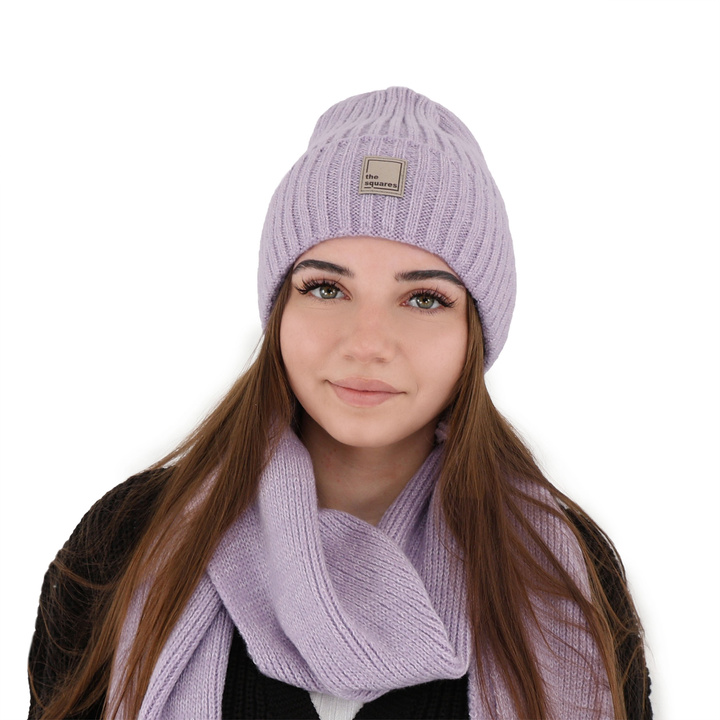 Bonnet d'hiver femme, violet, avec laine mérinos, Benedetta