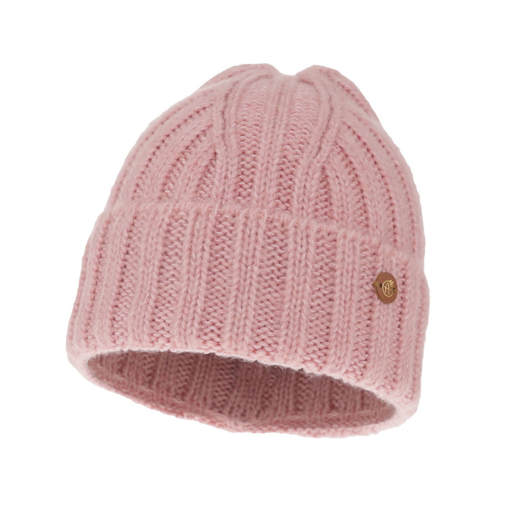 Bonnet d'hiver femme, rose, avec laine mérinos, Pamira