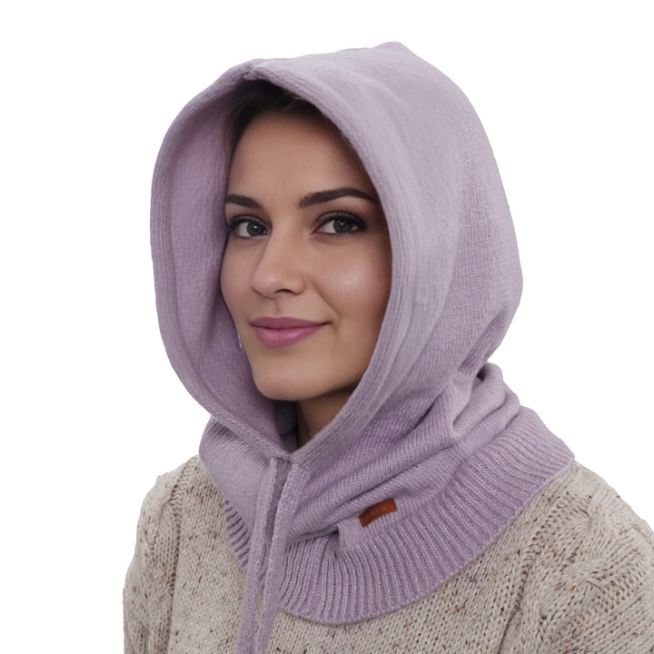 Bonnet d'hiver femme, hivernal, violet, avec laine mérinos, Elizabeth