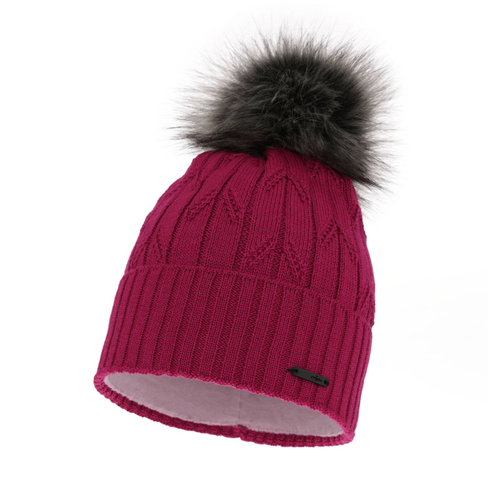 Bonnet d'hiver femme, rose, avec laine mérinos, Talaria