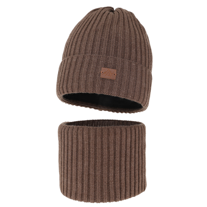 Ensemble d'hiver garçon: bonnet et snood, brun, Fargo