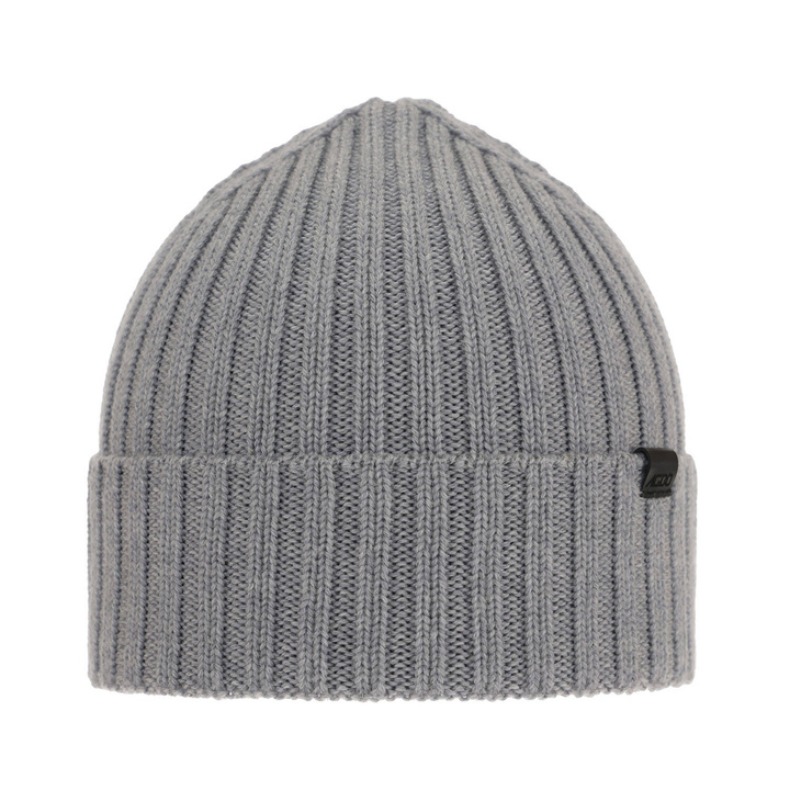 Bonnet d'hiver homme, gris clair, avec laine mérinos, Nathan