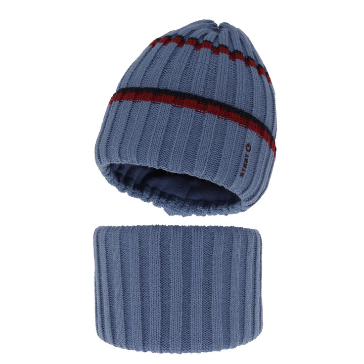 Ensemble d'hiver garçon: bonnet et snood, bleu, Bastien