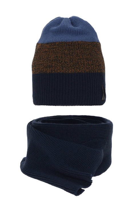 Ensemble d'hiver garçon: bonnet et écharpe, bleu marine, Sonik