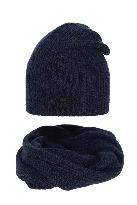 Ensemble d'hiver garçon: bonnet et snood, bleu marine, Elmer