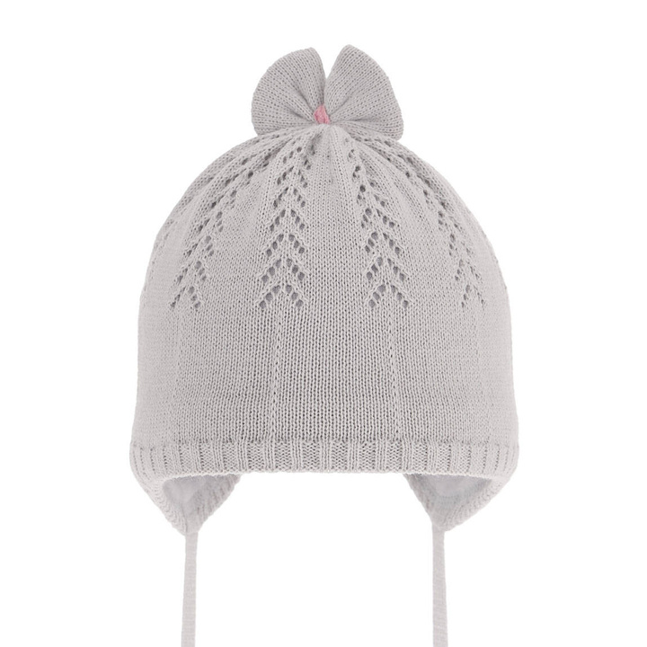 Bonnet automne/printemps fille, grise, avec liens, Ginara