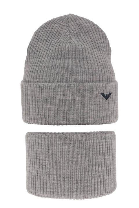 Ensemble d'hiver garçon: bonnet et snood, gris clair, Romeo