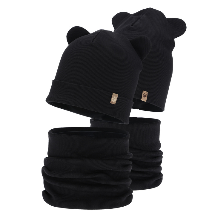 Ensemble automne/printemps garçon: bonnet et snood, noir, Farim