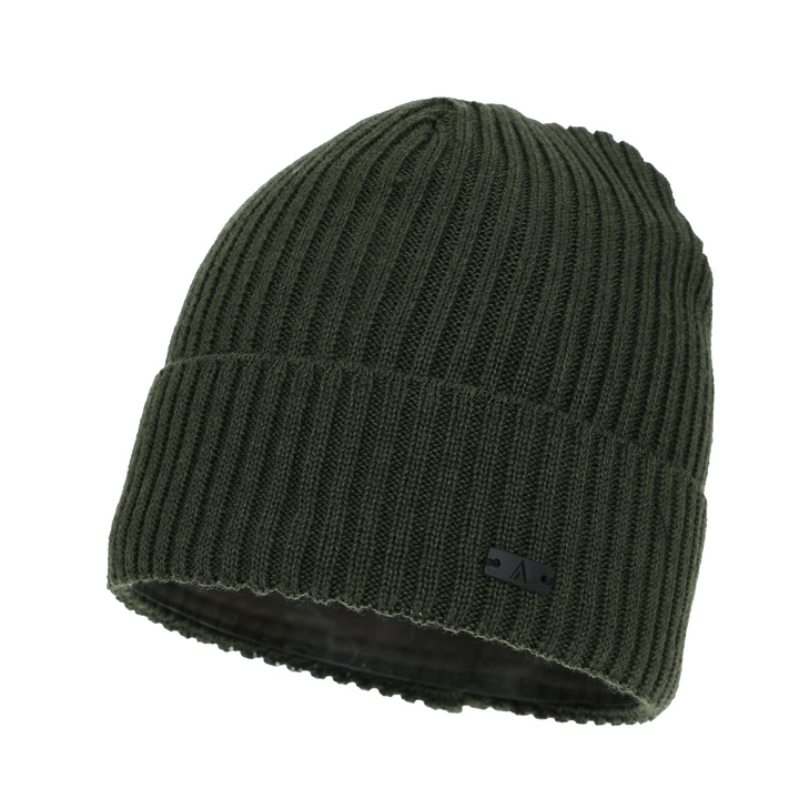 Bonnet d'hiver homme, vert, avec laine mérinos, Jeffrey