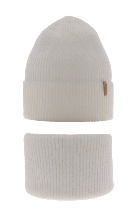 Ensemble d'hiver fille: bonnet et snood, blanc, Edila