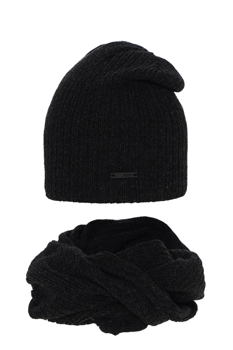 Ensemble d'hiver garçon: bonnet et snood, gris, Elmer