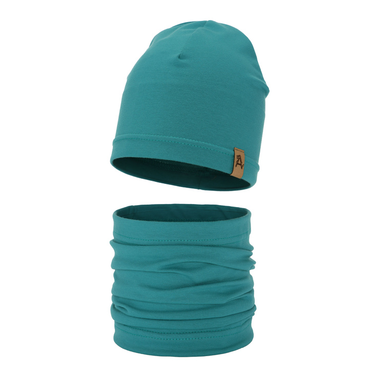 Ensemble automne/printemps garçon: bonnet et snood, vert émeraude, Griffin