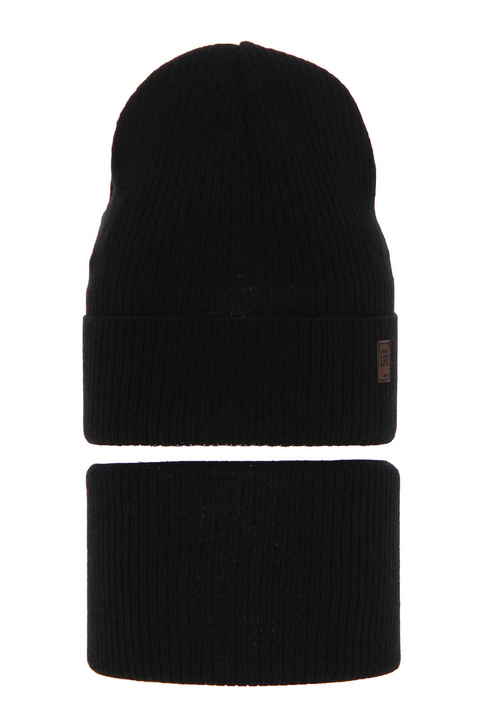 Ensemble automne/printemps garçon: bonnet et snood, avec coton, noir, Dragon