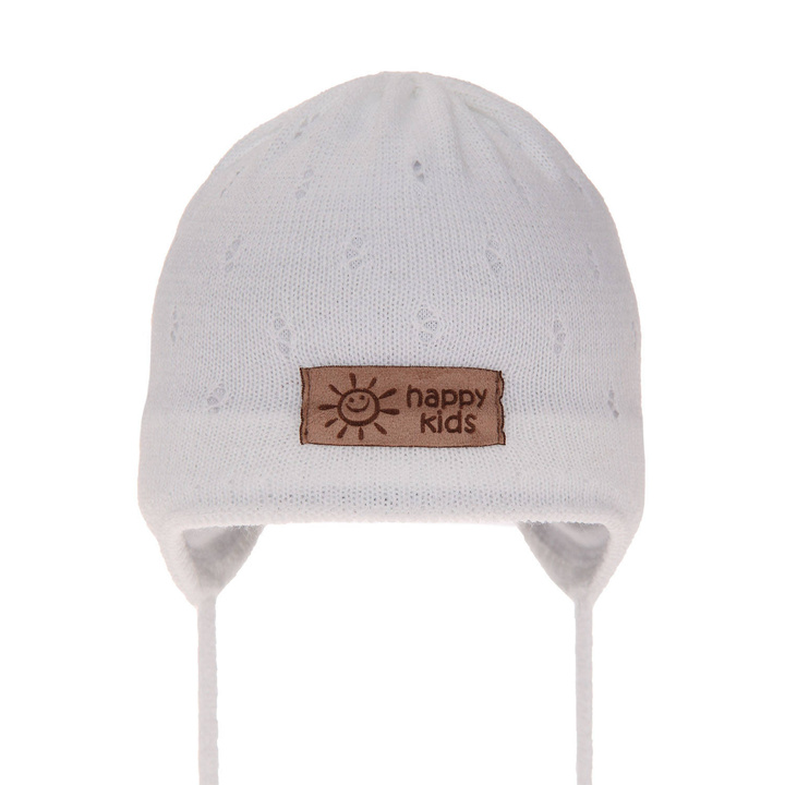 Bonnet automne/printemps garçon, blanc, avec liens, Bobi