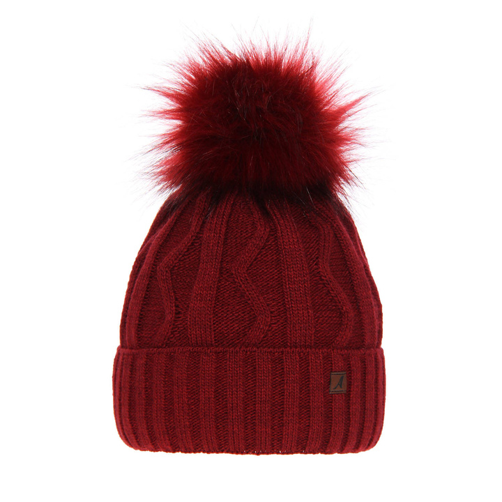 Bonnet d'hiver femme, bordé, avec pompon, Renika