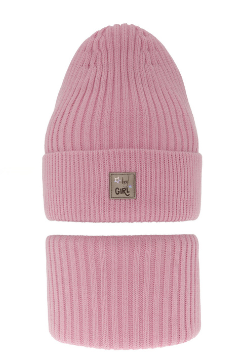 Ensemble d'hiver fille: bonnet et snood, rose, Georgina
