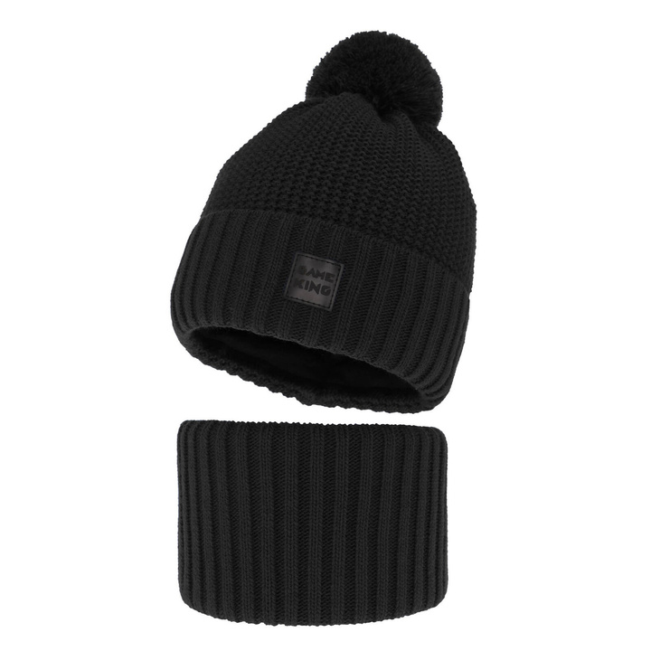 Ensemble d'hiver garçon: bonnet et snood, noir, Conan