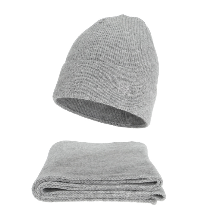 Ensemble d'hiver femme: bonnet et écharpe, gris, Rava