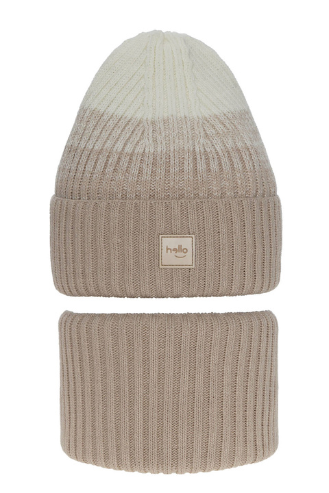 Ensemble d'hiver fille: bonnet et snood, beige, Tasha